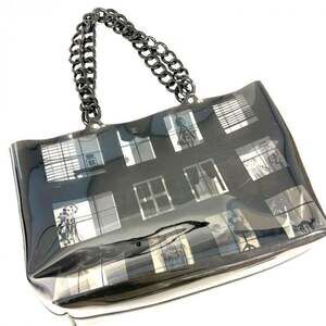 CHANEL Windows Plastic Chain Black Clear Tote